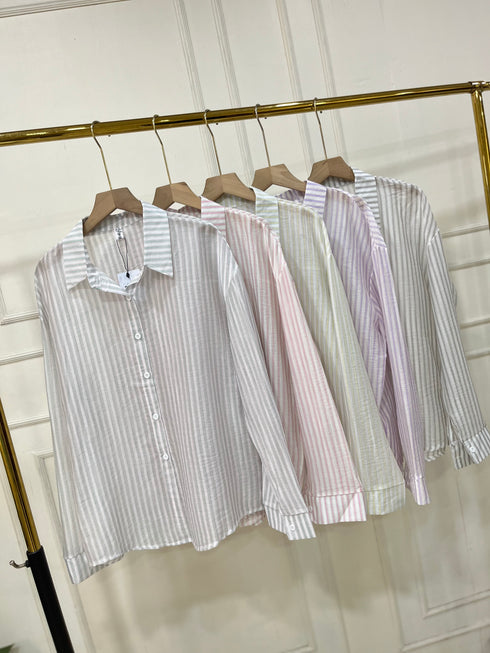 Women Stripes Summer See Through Shirts